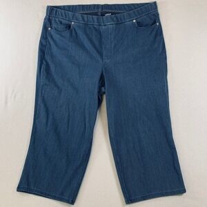 Lands' End Womens Starfish High Rise Denim Straight Crop Jeans Plus 2X (20W-22W)